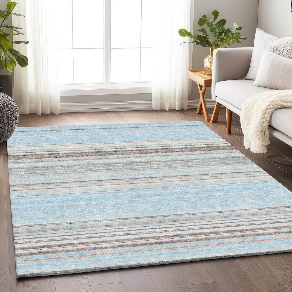 Premium Machine Washable Mayfield AMF979 Sky 8' x 10' Rug. Picture 5