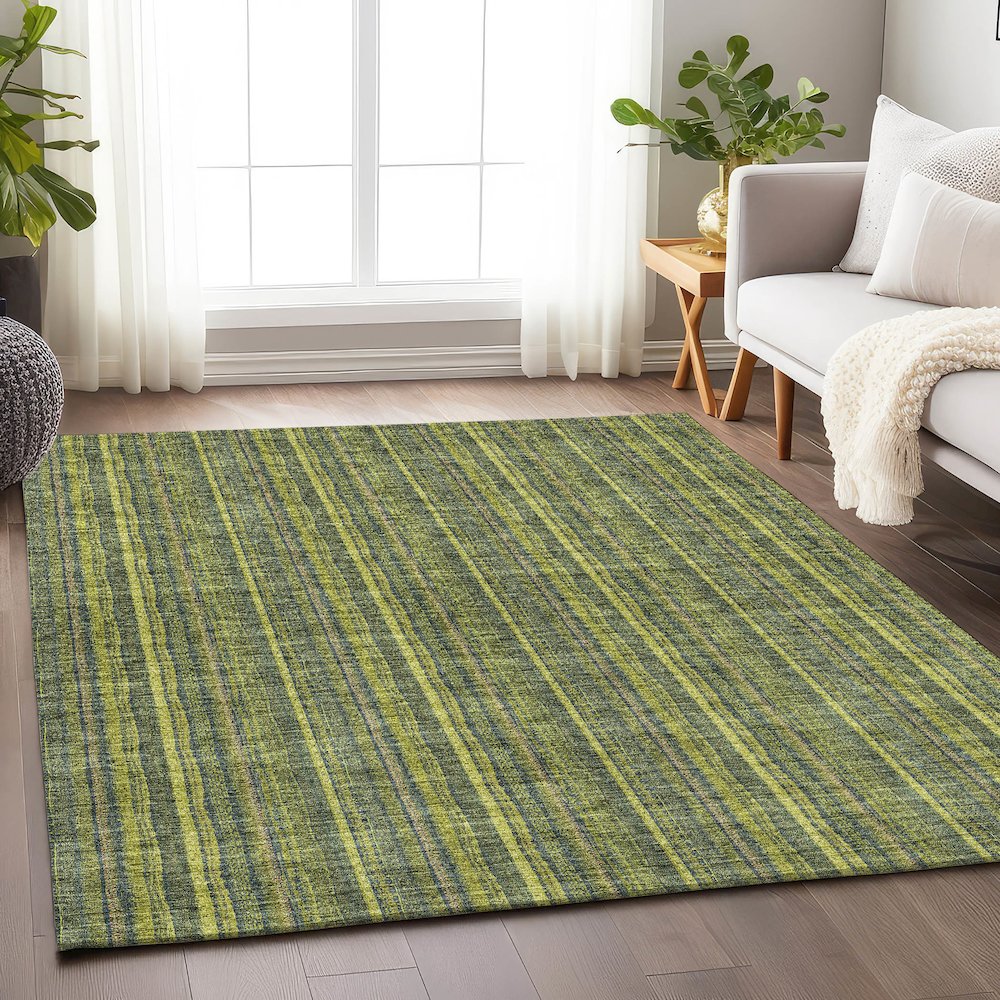 Premium Machine Washable Mayfield AMF982 Olive 8' x 10' Rug. Picture 5