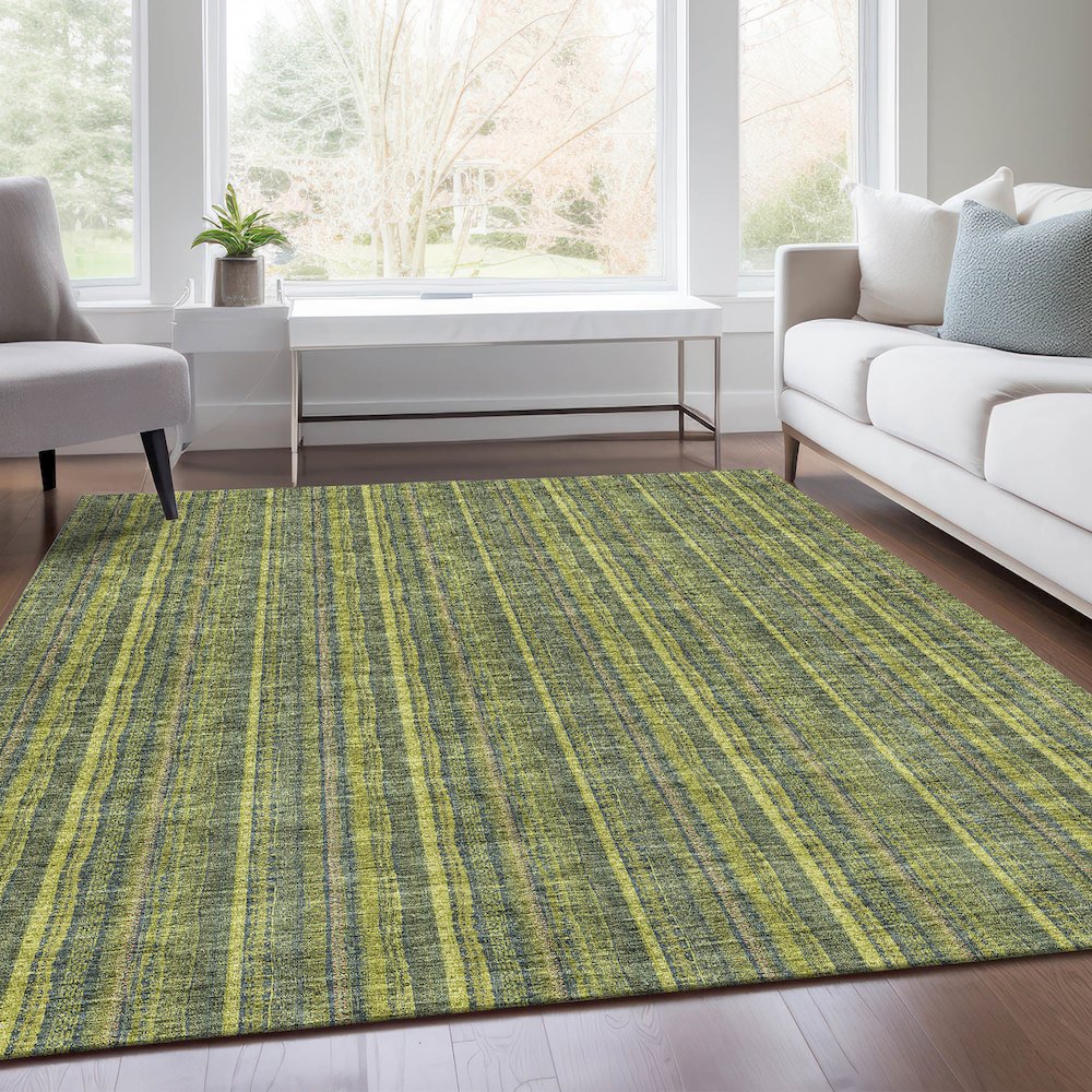 Premium Machine Washable Mayfield AMF982 Olive 8' x 10' Rug. Picture 6