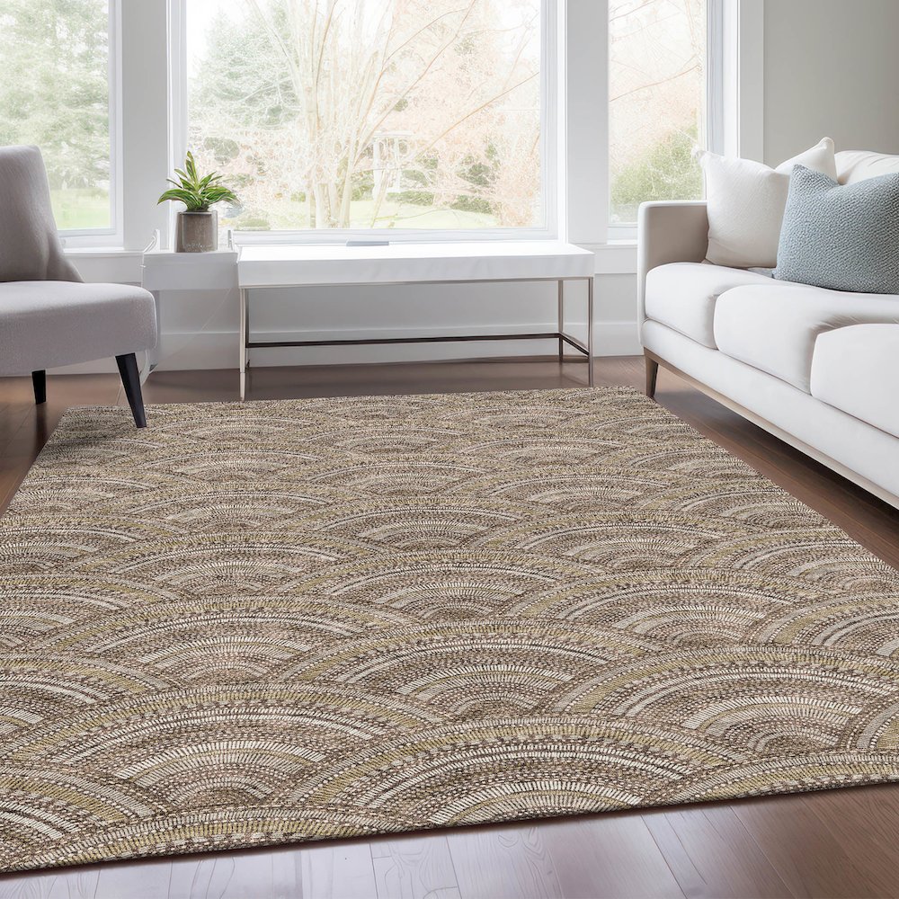 Premium Machine Washable Mayfield AMF984 Brown 8' x 10' Rug. Picture 6