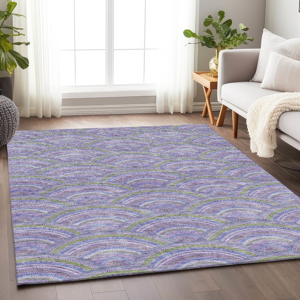 Premium Machine Washable Mayfield AMF984 Lavender 8' x 10' Rug. Picture 5
