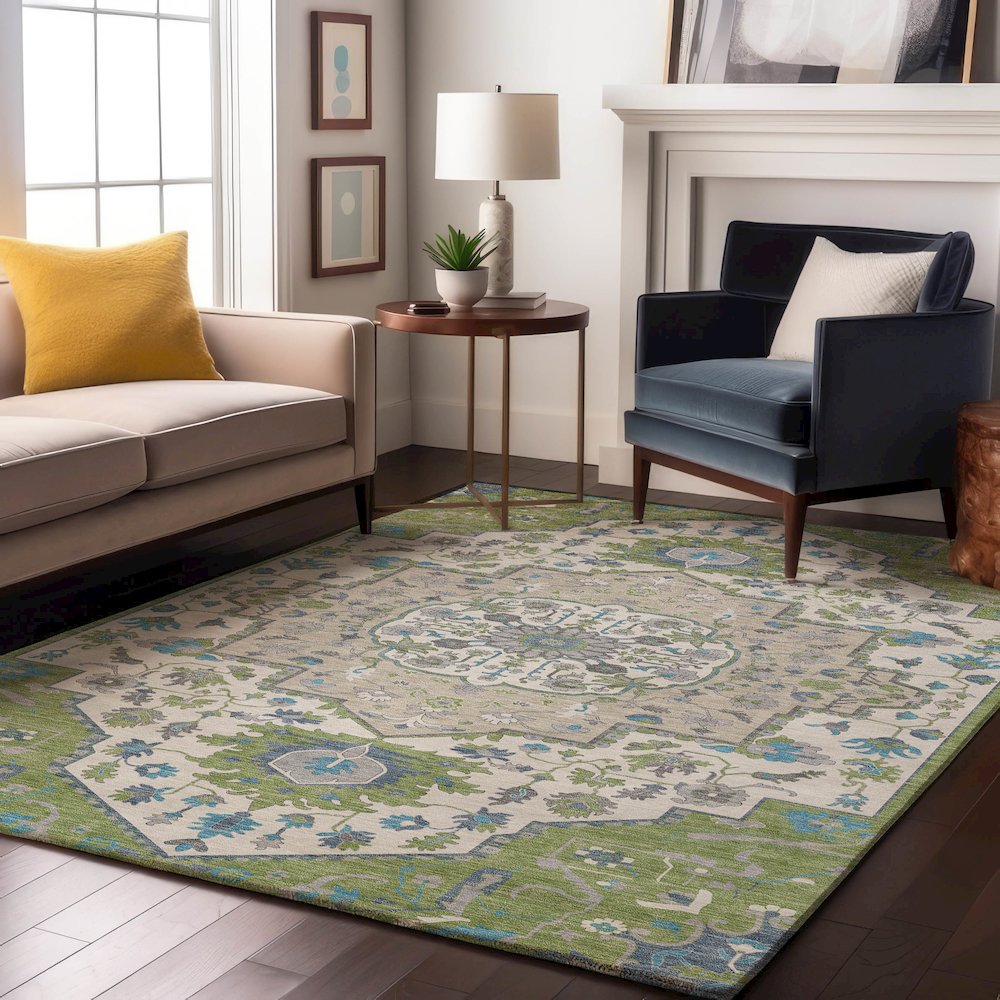 Premium Machine Washable Mayfield AMF985 Aloe 8' x 10' Rug. Picture 5