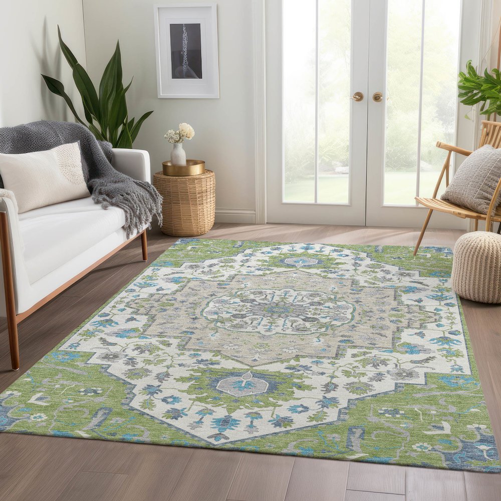 Premium Machine Washable Mayfield AMF985 Aloe 8' x 10' Rug. Picture 6