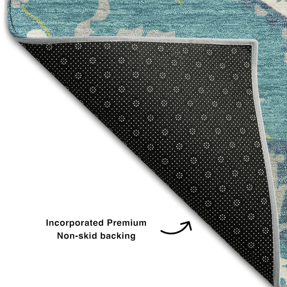 Premium Machine Washable Mayfield AMF985 Teal 3' x 5' Rug. Picture 2