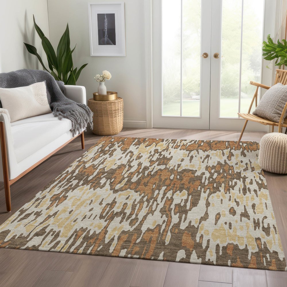 Premium Machine Washable Mayfield AMF986 Copper 8' x 10' Rug. Picture 6