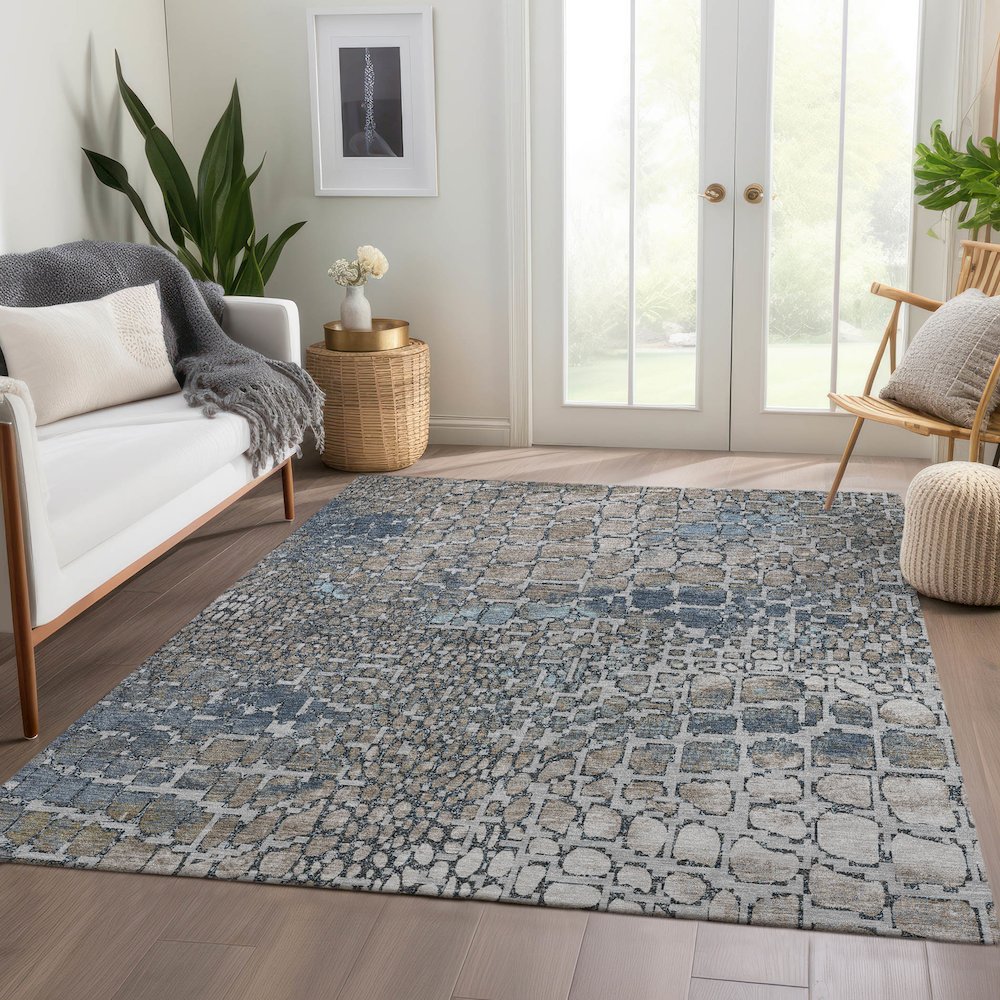 Premium Machine Washable Mayfield AMF988 Silver 8' x 10' Rug. Picture 6