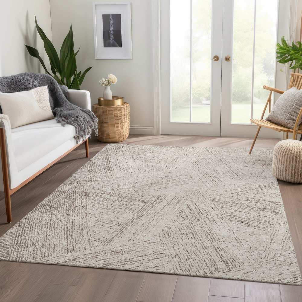 Premium Machine Washable Mayfield AMF991 Beige 8' x 10' Rug. Picture 6