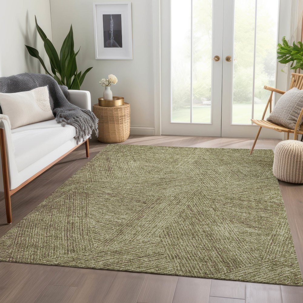 Premium Machine Washable Mayfield AMF991 Green 8' x 10' Rug. Picture 6