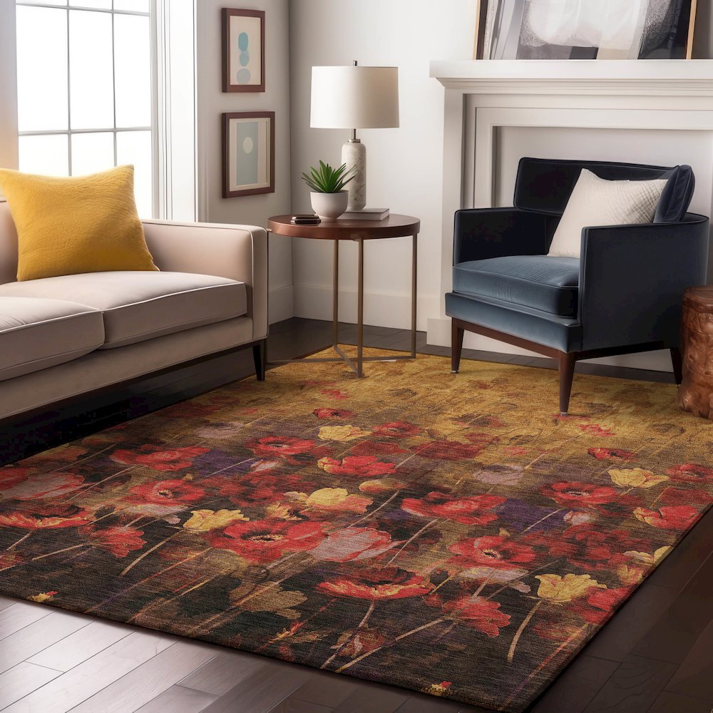 Premium Machine Washable Mayfield AMF992 Gold 8' x 10' Rug. Picture 5