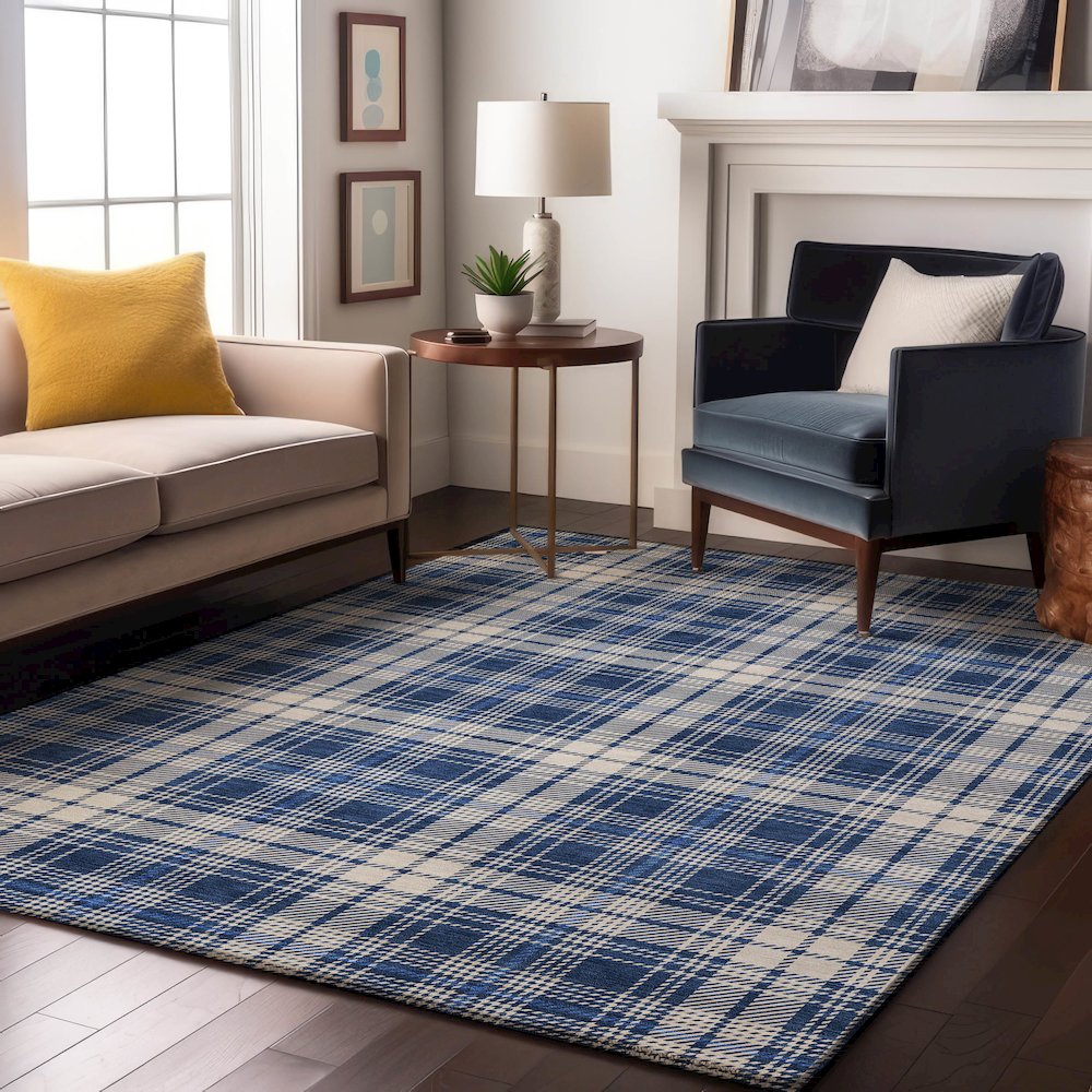 Premium Machine Washable Mayfield AMF993 Navy 8' x 10' Rug. Picture 5