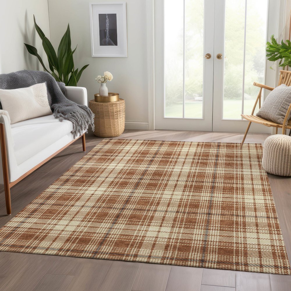 Premium Machine Washable Mayfield AMF993 Paprika 8' x 10' Rug. Picture 6