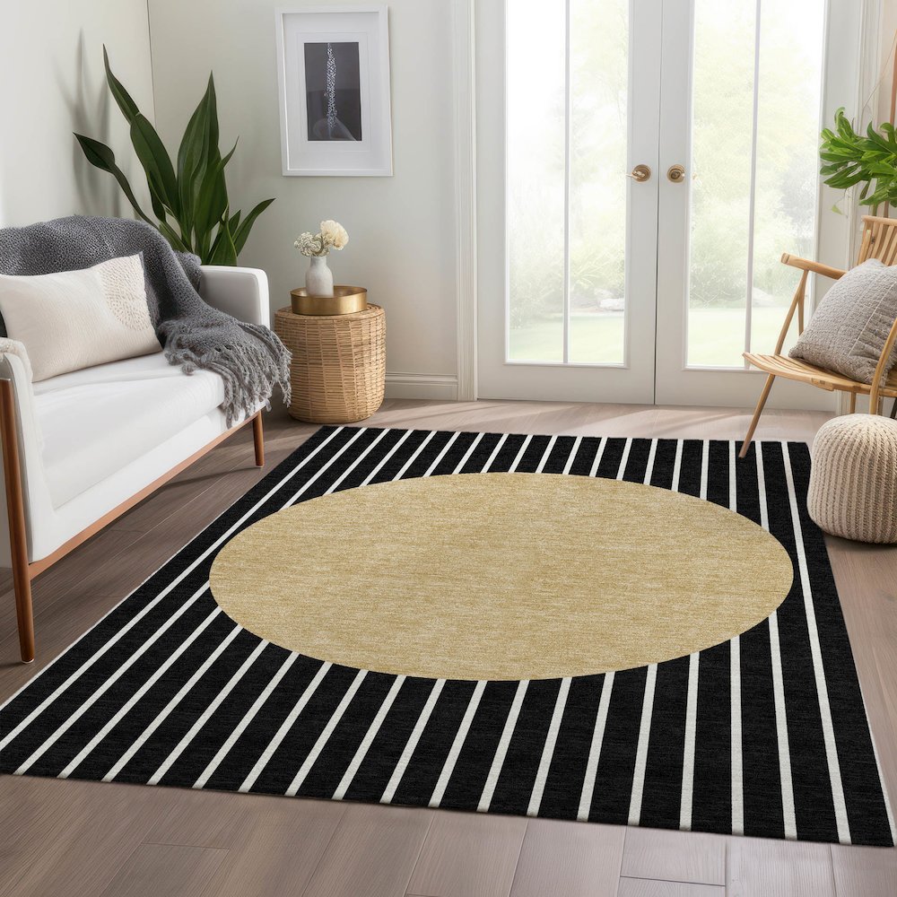 Premium Machine Washable Mayfield AMF994 Black 8' x 10' Rug. Picture 6