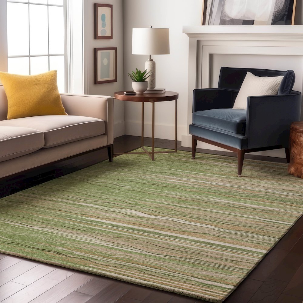 Premium Machine Washable Mayfield AMF996 Green 8' x 10' Rug. Picture 5