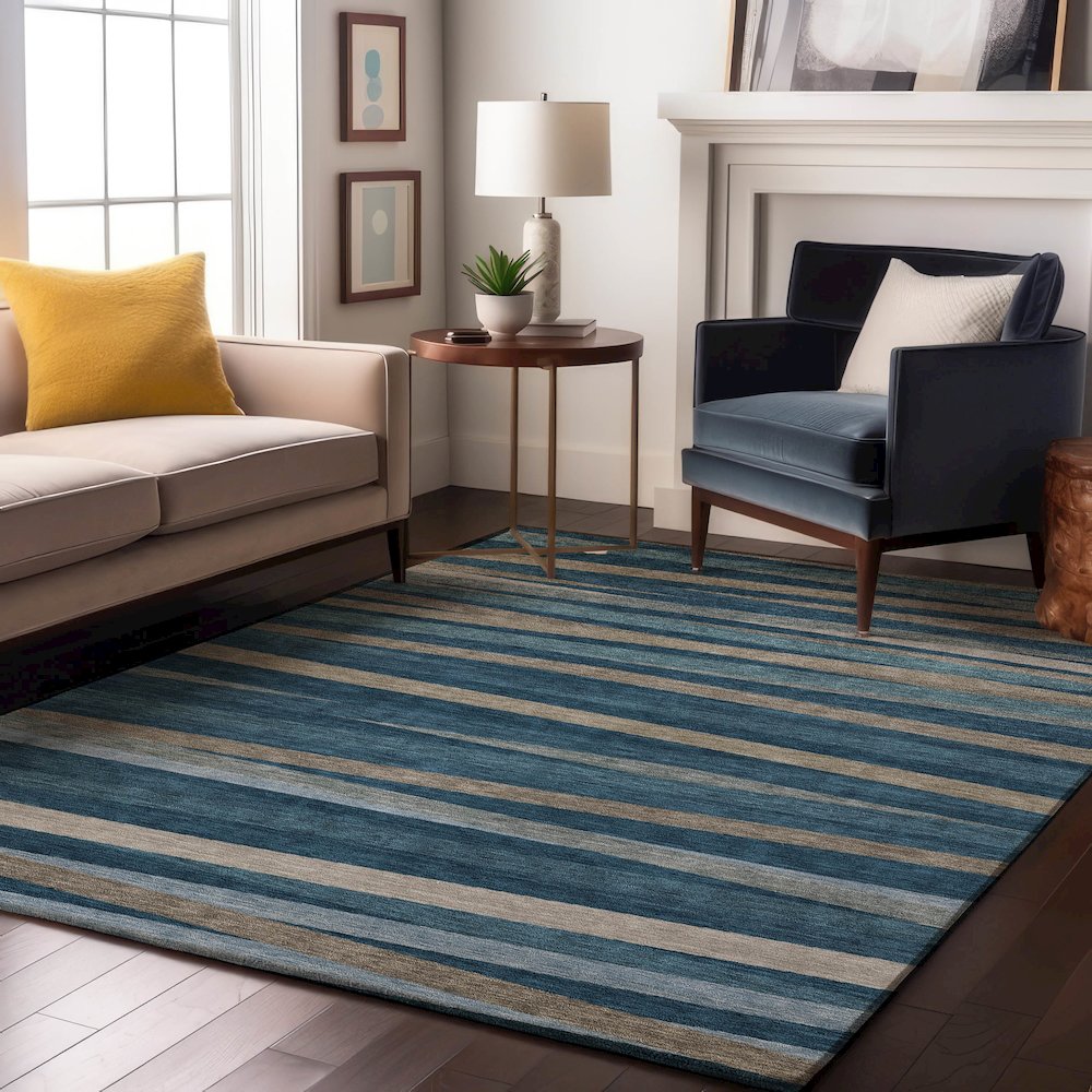 Premium Machine Washable Mayfield AMF997 Denim 8' x 10' Rug. Picture 5