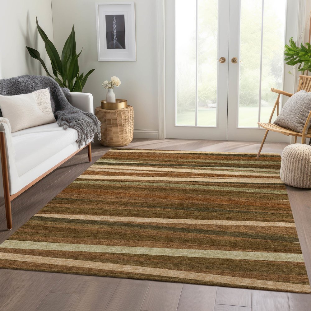 Premium Machine Washable Mayfield AMF997 Paprika 8' x 10' Rug. Picture 6