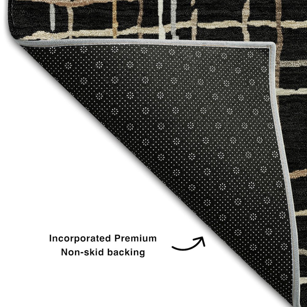 Premium Machine Washable Mayfield AMF998 Black 3' x 5' Rug. Picture 2