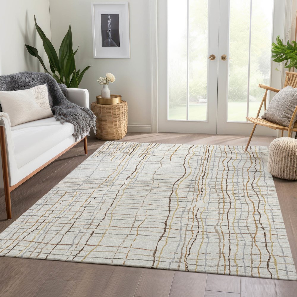 Premium Machine Washable Mayfield AMF998 Ivory 8' x 10' Rug. Picture 6
