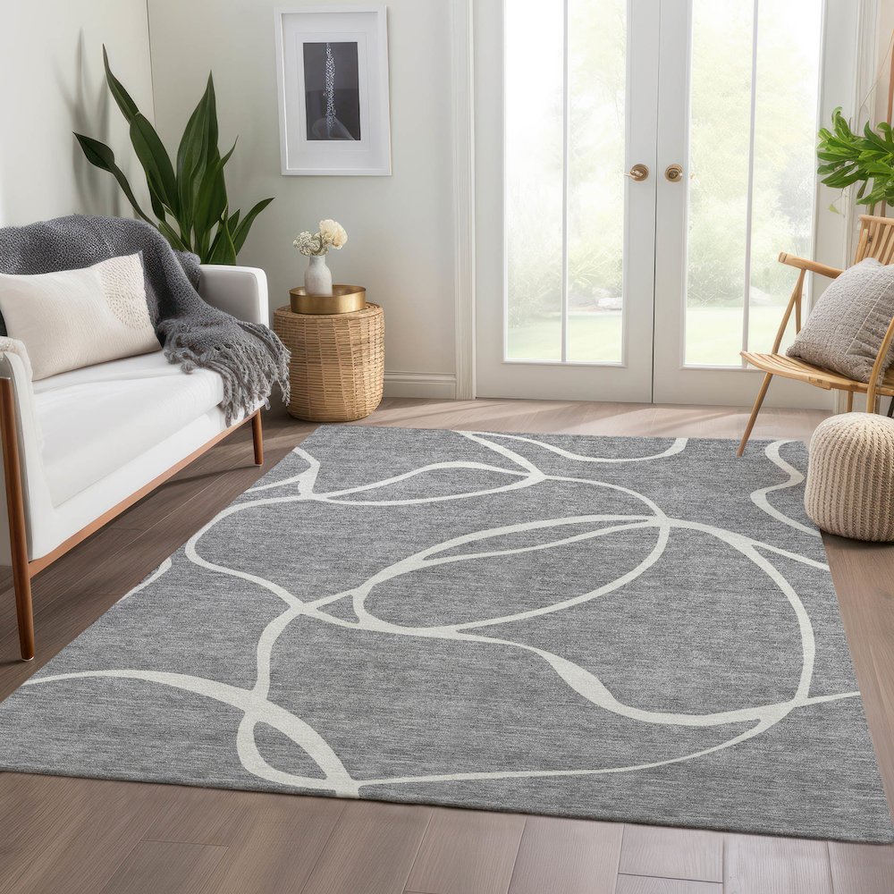 Premium Machine Washable Mayfield AMF999 Gray 8' x 10' Rug. Picture 6
