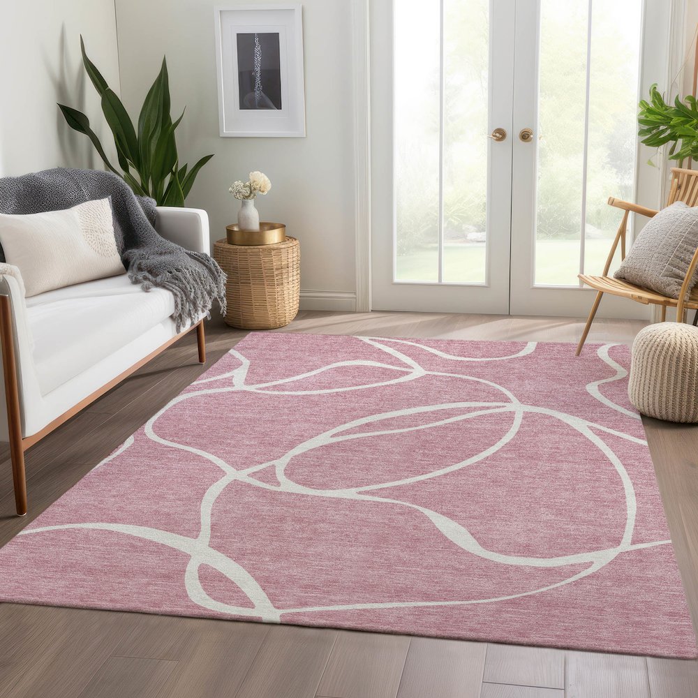 Premium Machine Washable Mayfield AMF999 Pink 8' x 10' Rug. Picture 6