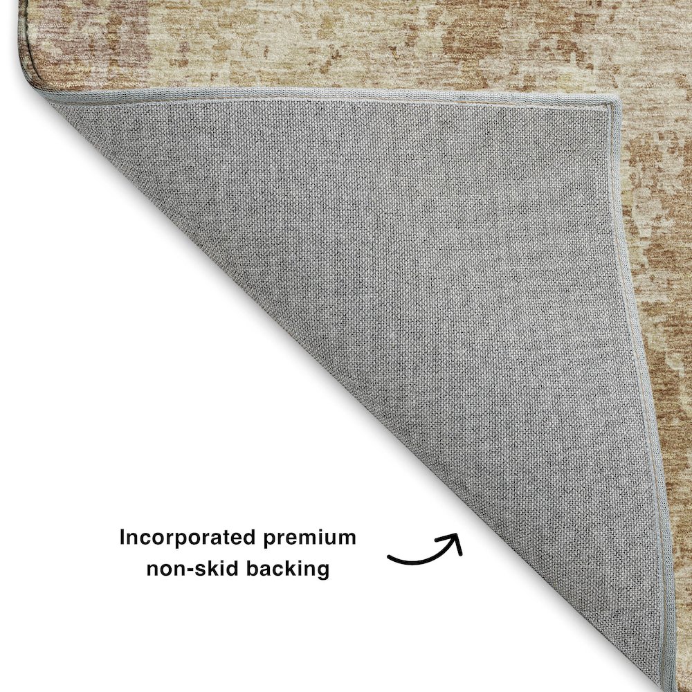 Luxury Washable Indoor/Outdoor Bresca Copper 3' x 5' Rug. Picture 4