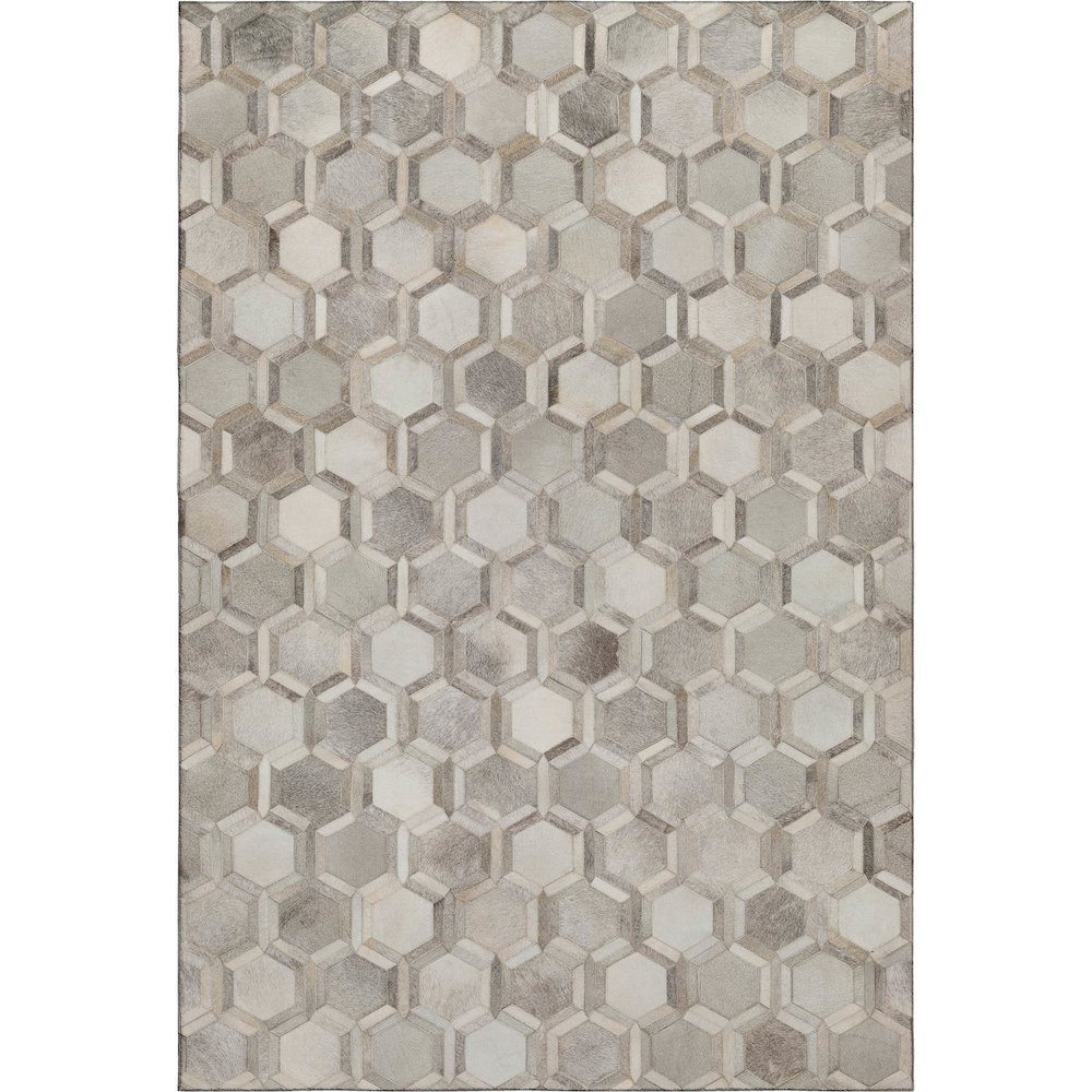 Luxury Washable Indoor/Outdoor Bozeman Gray 8' x 10' Rug. Picture 1