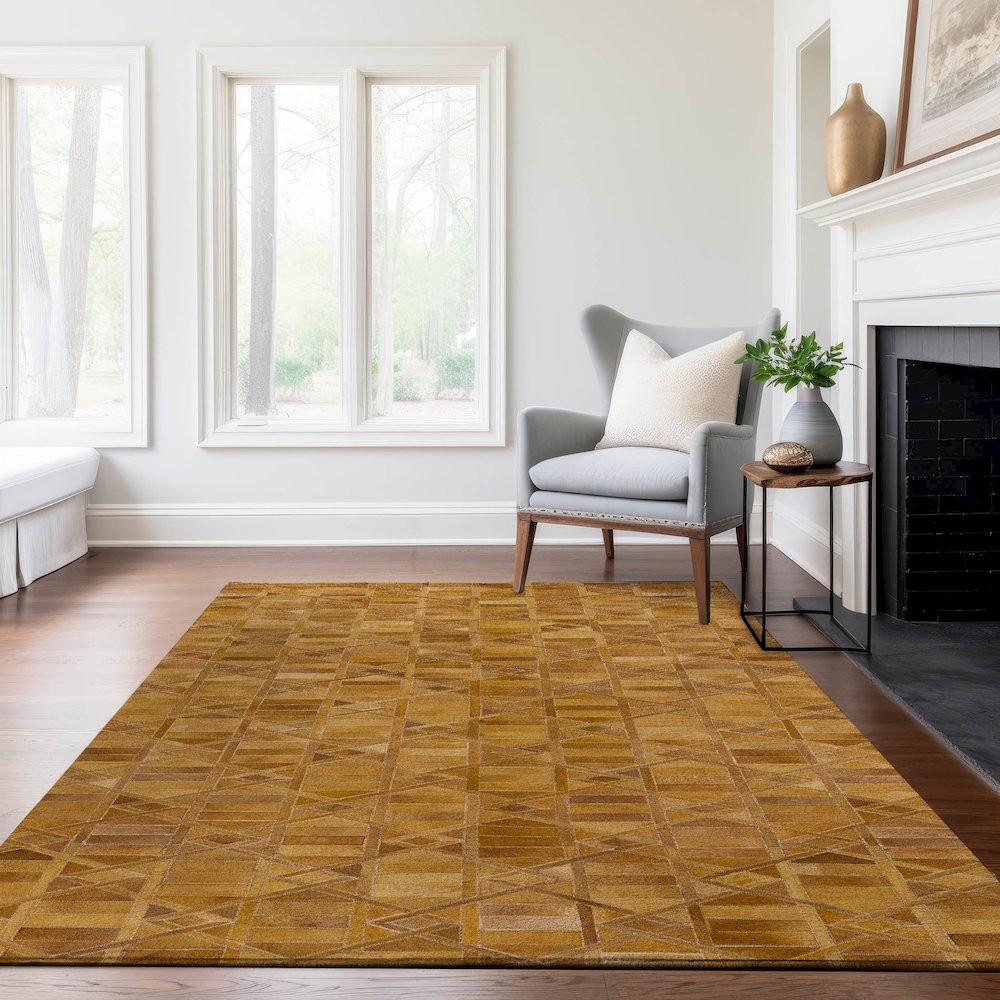 Luxury Washable Indoor/Outdoor Bozeman Rust 8' x 10' Rug. Picture 6