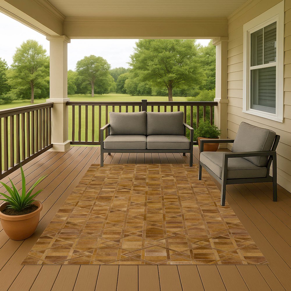 Luxury Washable Indoor/Outdoor Bozeman Rust 8' x 10' Rug. Picture 7