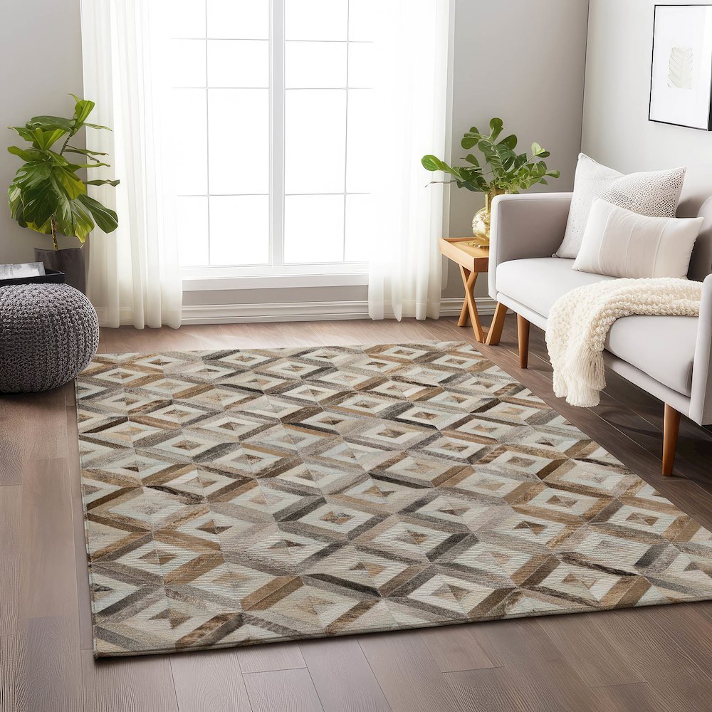 Luxury Washable Indoor/Outdoor Bozeman Gray 8' x 10' Rug. Picture 5