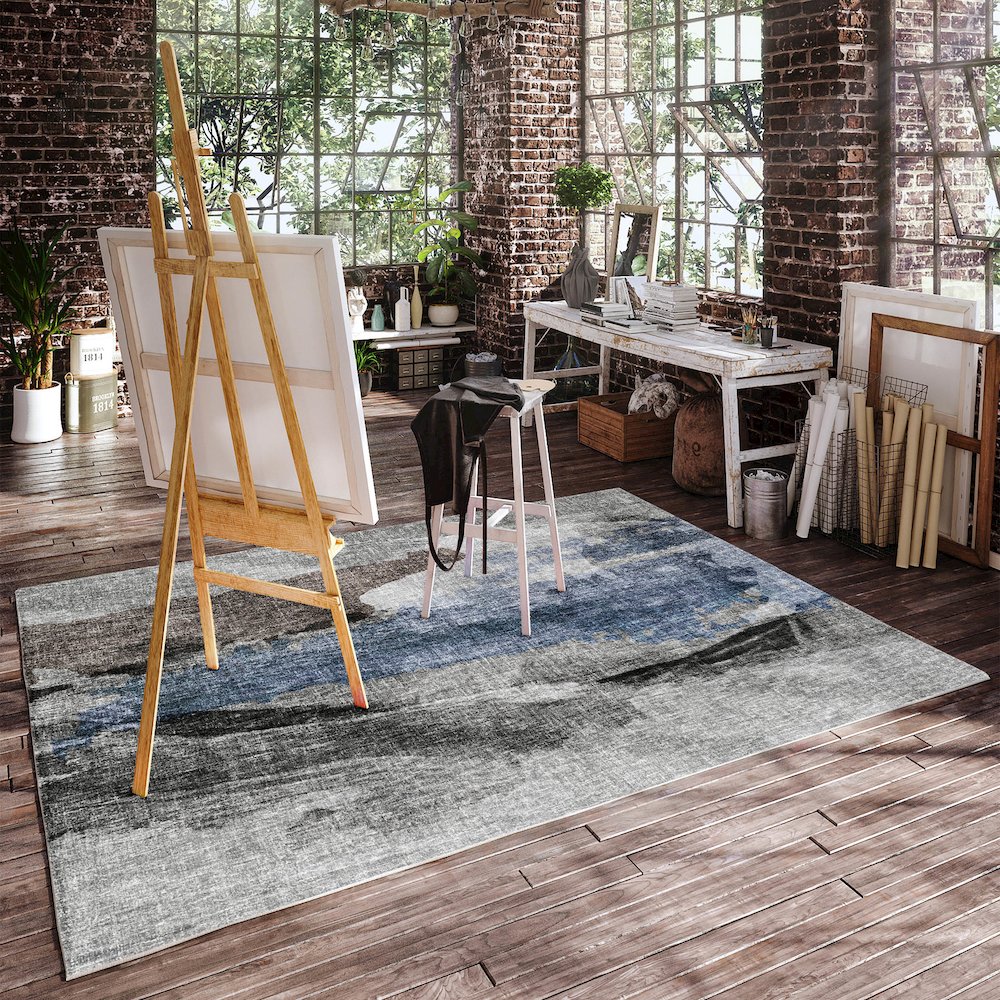 Luxury Washable Boca Pewter 8' x 10' Rug. Picture 5