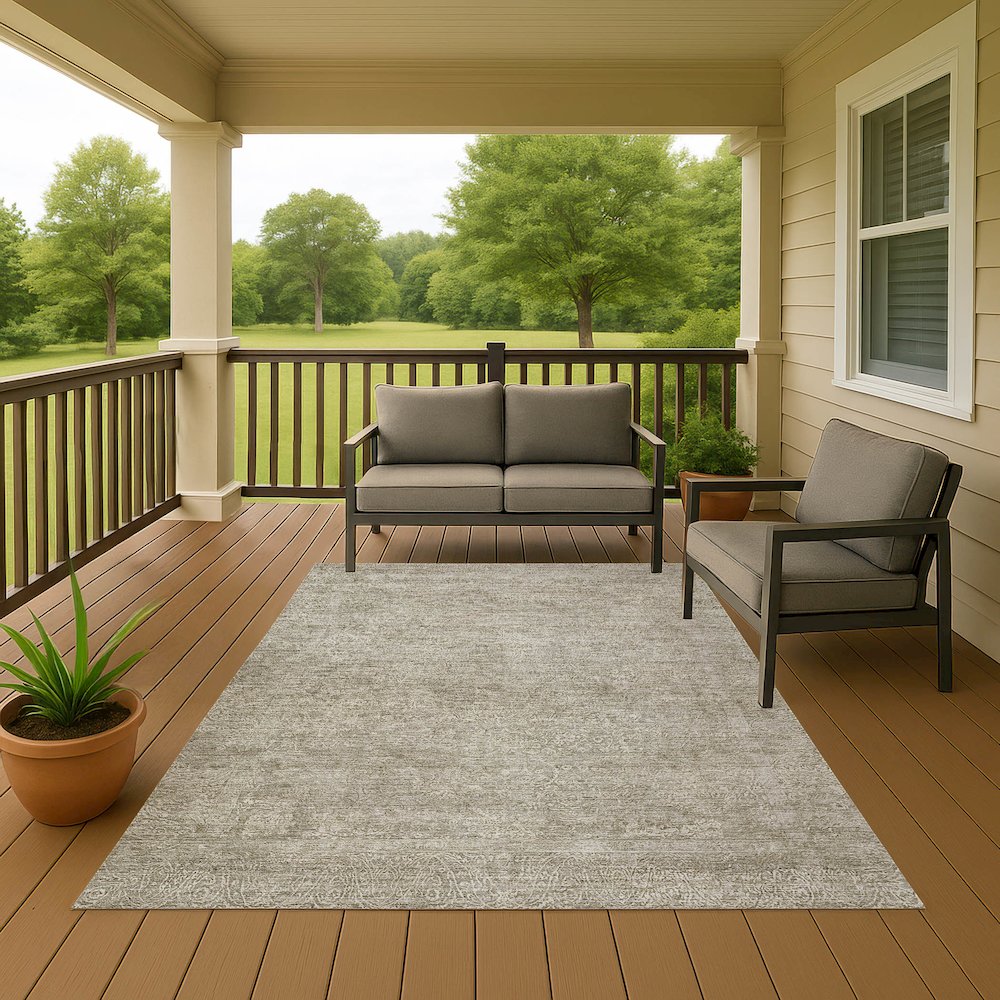 Luxury Washable Indoor/Outdoor Burano Linen 8' x 10' Rug. Picture 6