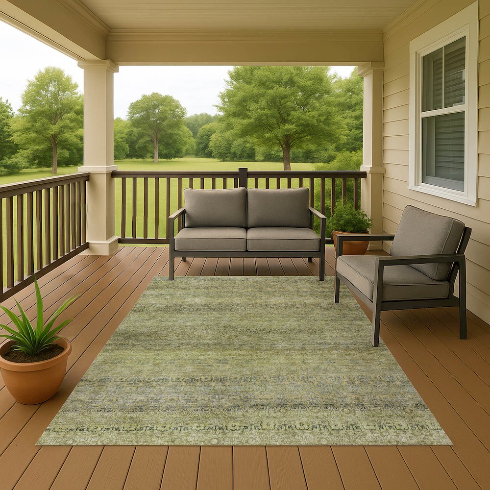 Luxury Washable Indoor/Outdoor Burano Aloe 8' x 10' Rug. Picture 6