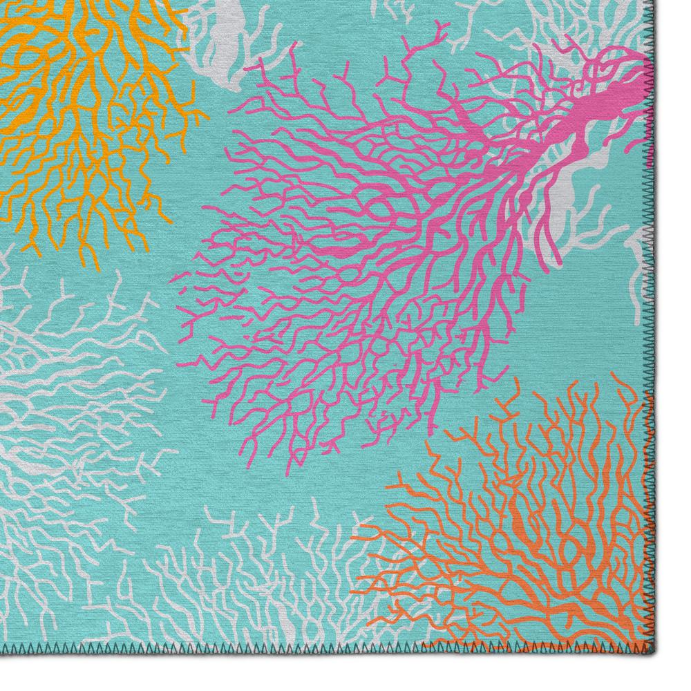 Indoor/Outdoor Surfside ASR33 Aqua Washable 3' x 5' Rug. Picture 3