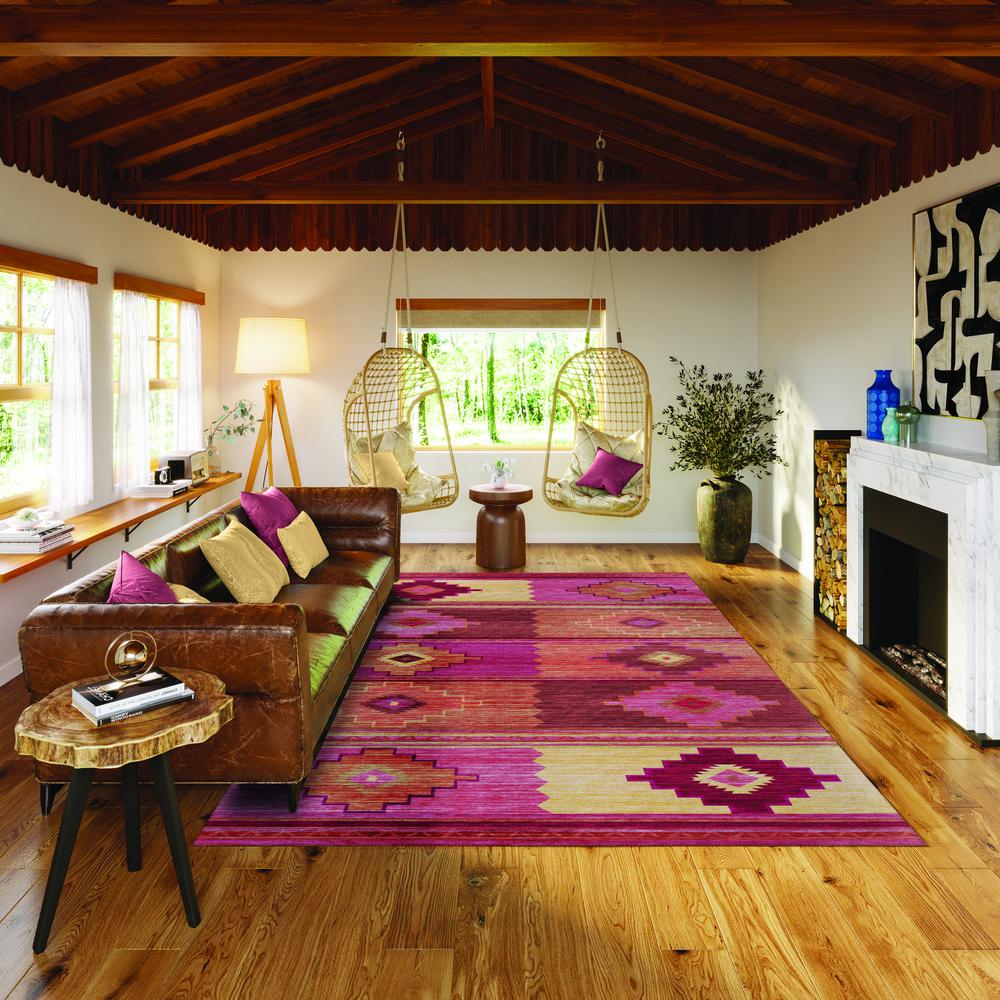 Indoor/Outdoor Sonora ASO31 Pink Washable 8' x 10' Rug. Picture 2