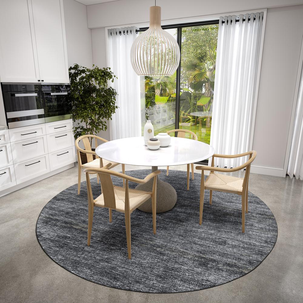 Ciara CR1 Charcoal 8' x 8' Round Rug. Picture 2
