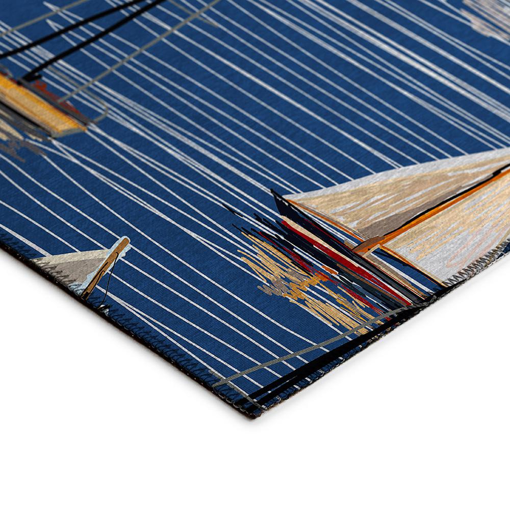 Indoor/Outdoor Harpswell AHP38 Blue Washable 3' x 5' Rug. Picture 4