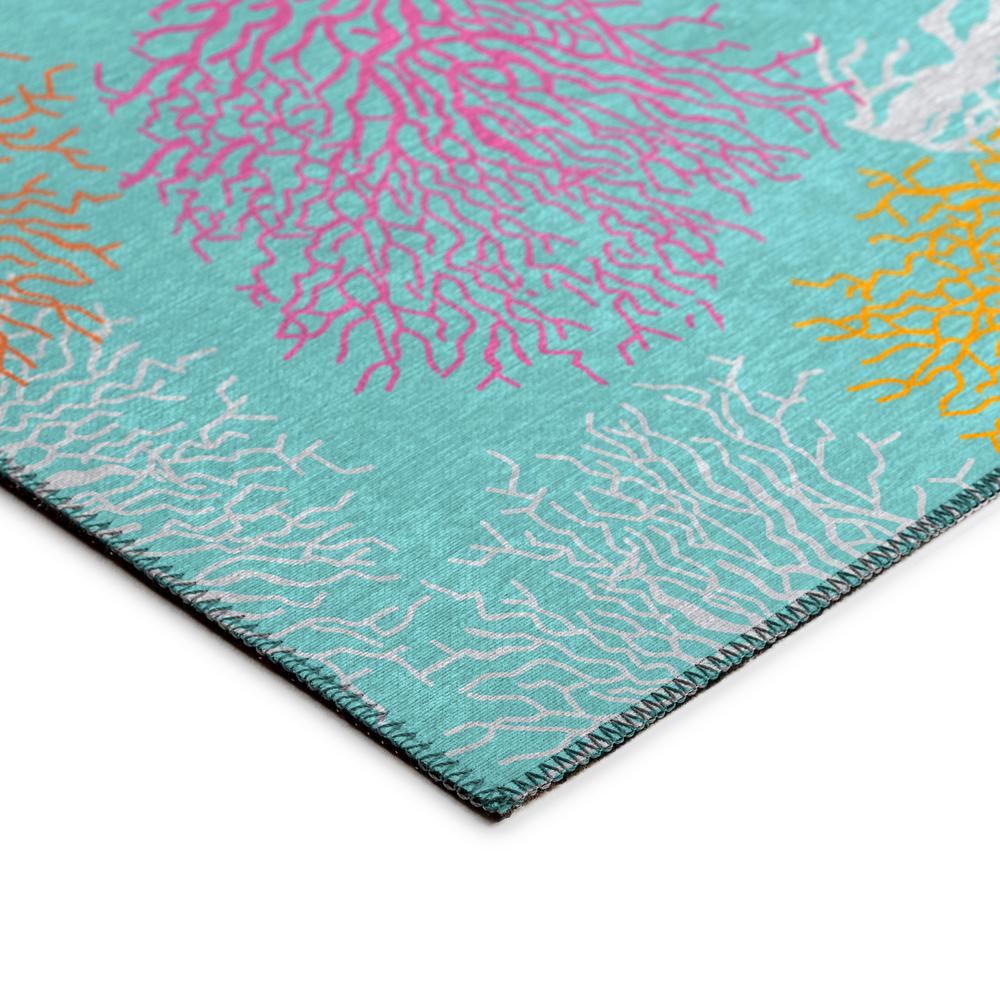 Indoor/Outdoor Surfside ASR33 Aqua Washable 3' x 5' Rug. Picture 4
