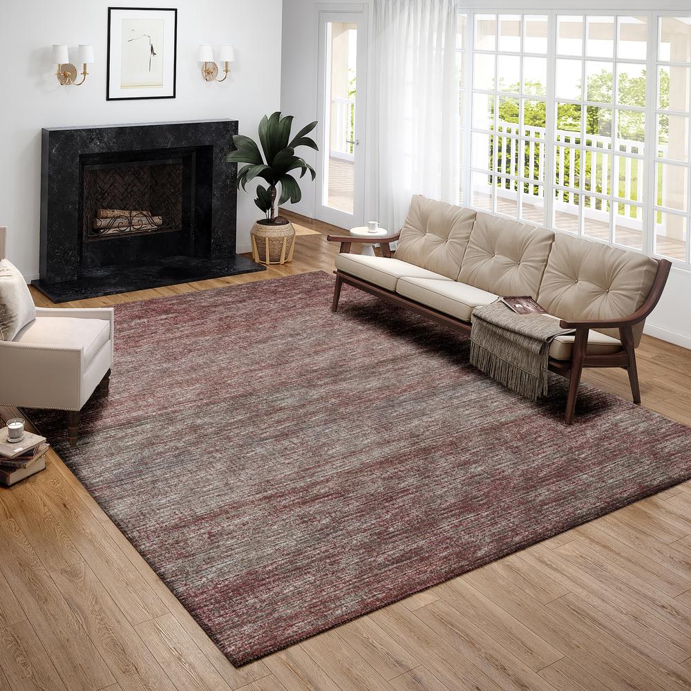 Marston Burgundy Transitional Striped 5' x 7'6" Area Rug Burgundy AMA31. Picture 1