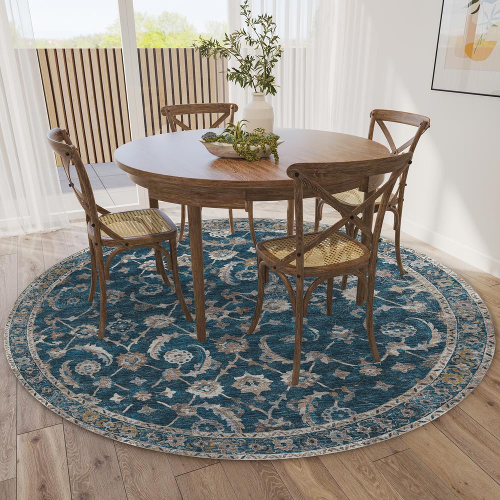 Jericho JC4 Navy 8' x 8' Round Rug. Picture 2