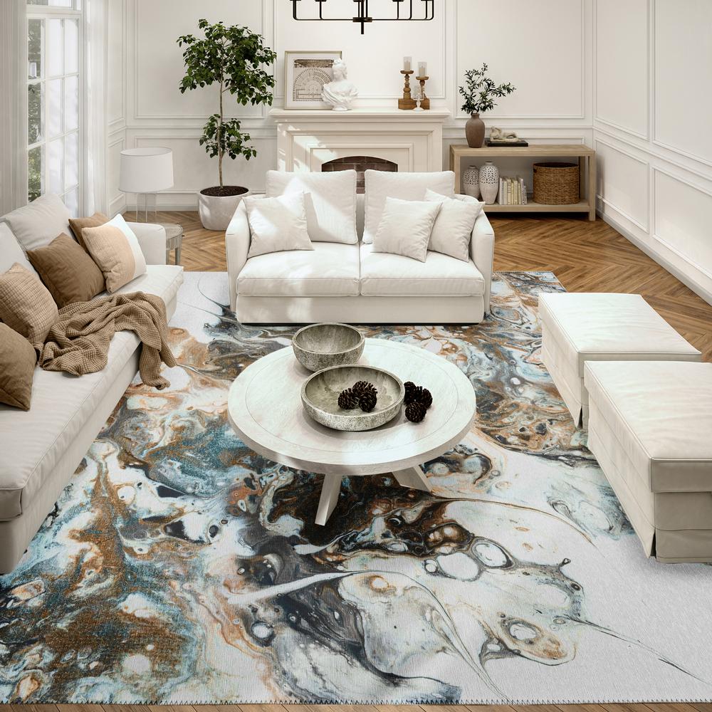 Karina Smoke Modern Abstract 5' x 7'6" Area Rug Smoke AKC41. Picture 1