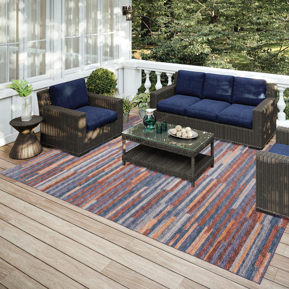 Yuma Landscape Transitional Striped 5' x 7'6" Area Rug Landscape AYU38. Picture 1