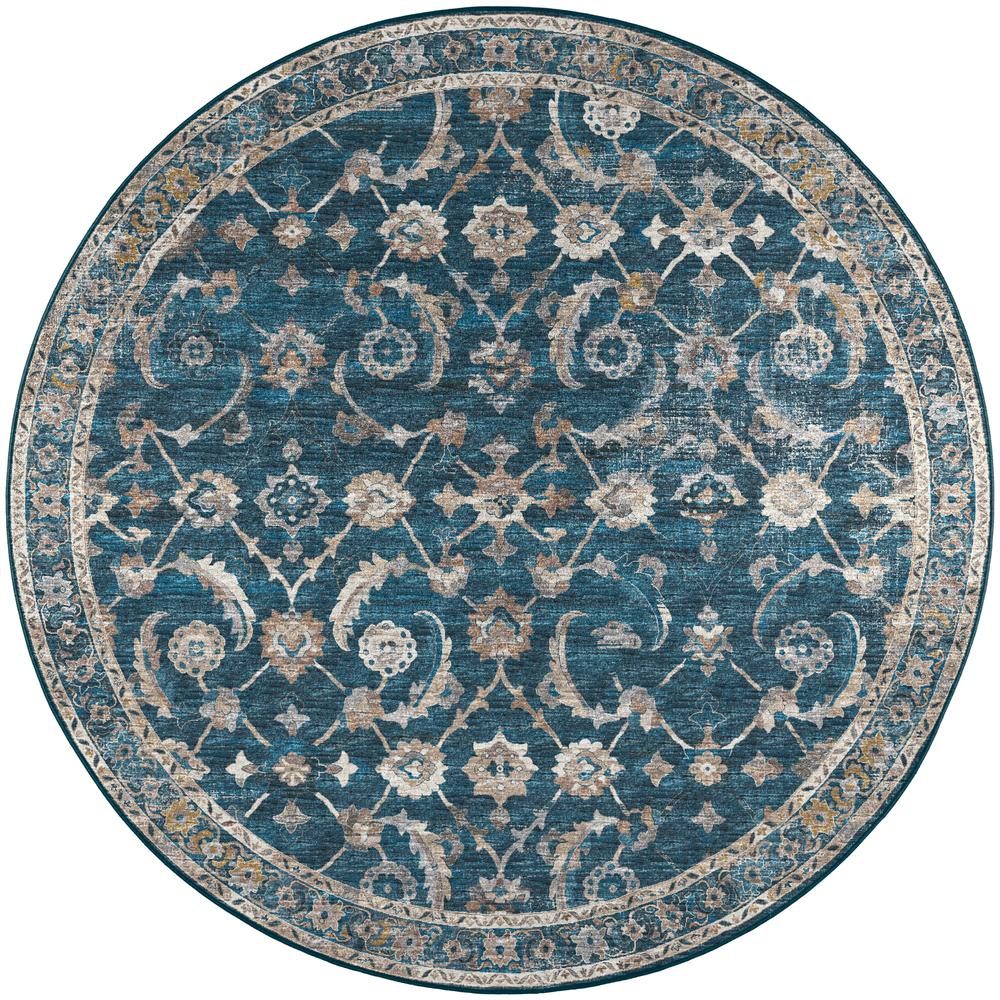 Jericho JC4 Navy 8' x 8' Round Rug. Picture 1