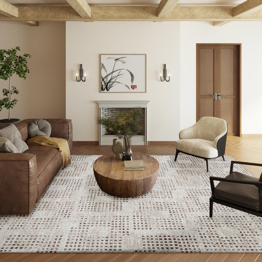 Eleanor Beige Contemporary Geometric 5' x 7'6" Area Rug Beige AER31. Picture 1