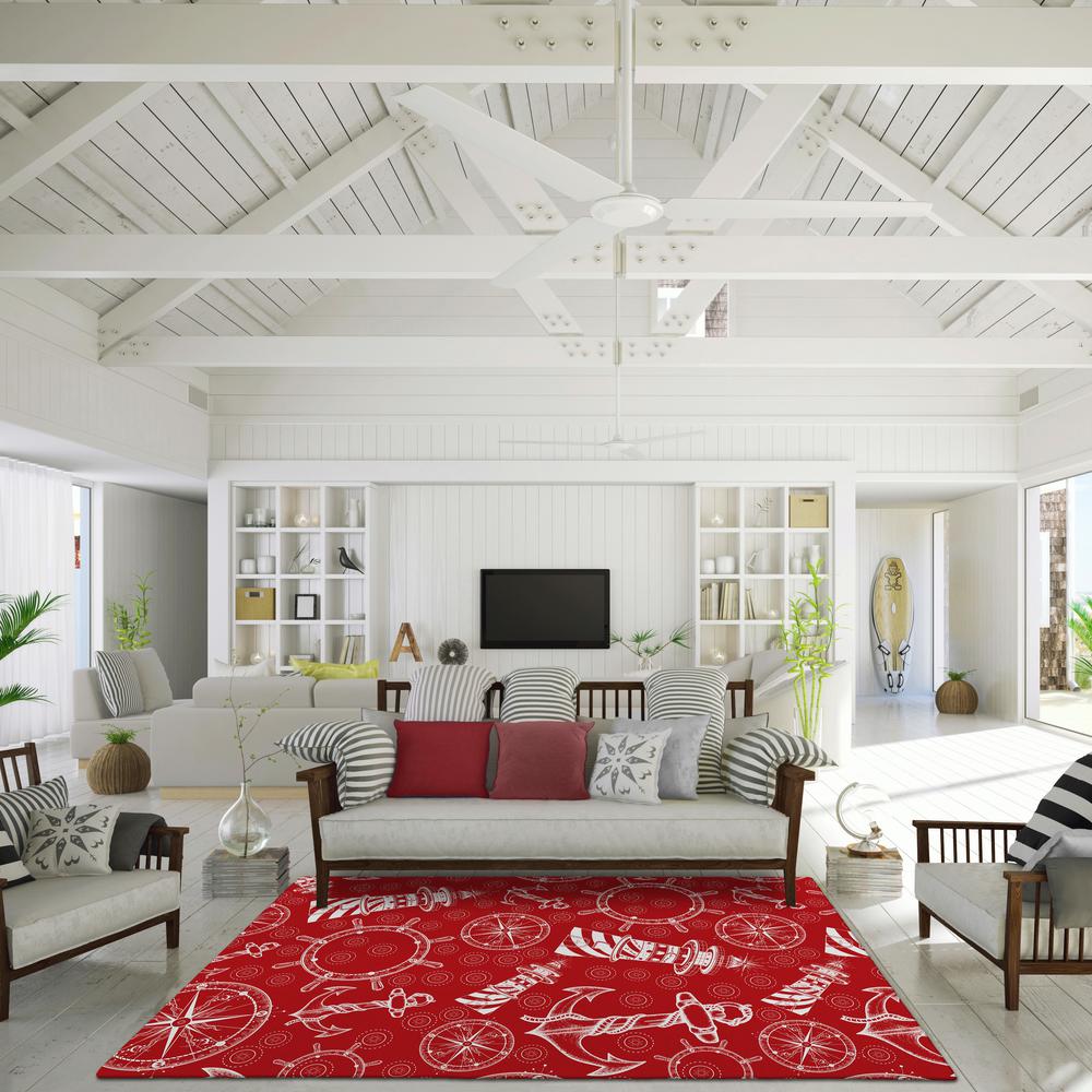 Indoor/Outdoor Harpswell AHP39 Ruby Washable 8' x 10' Rug. Picture 2