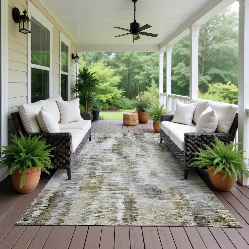 Luxury Washable Indoor/Outdoor Kochi Mocha 8' x 10' Rug. Picture 6