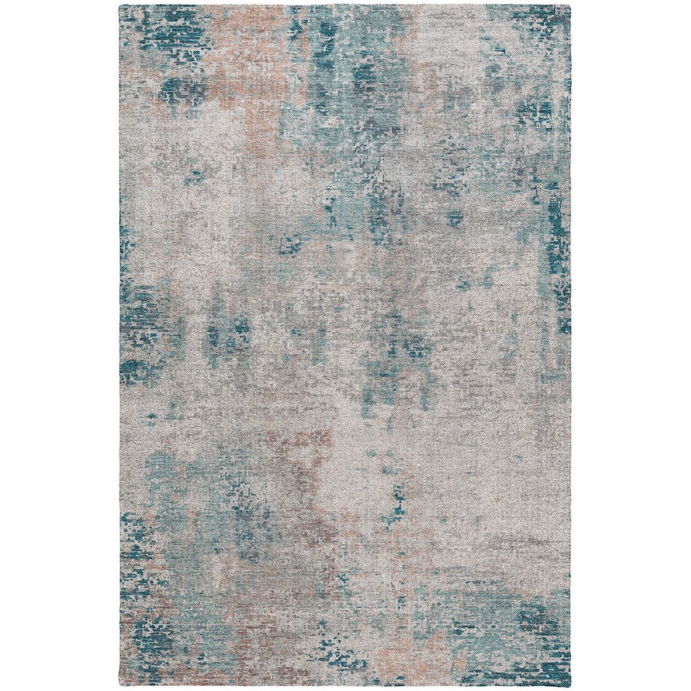 Luxury Washable Indoor/Outdoor Kochi Teal 8' x 10' Rug. Picture 1