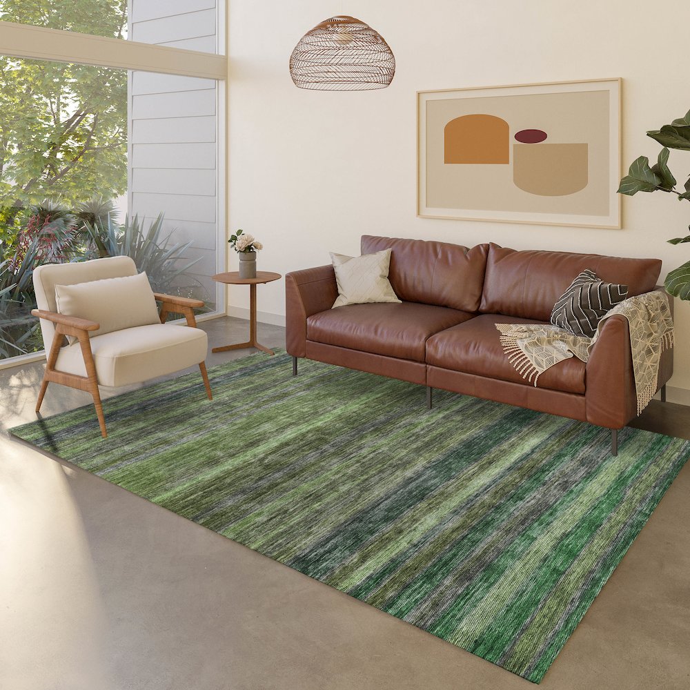 Luxury Washable Indoor/Outdoor Kochi Aloe 8' x 10' Rug. Picture 5
