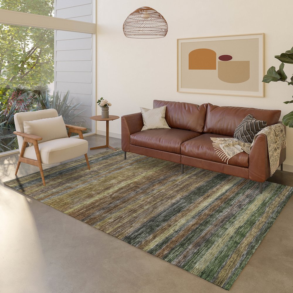 Luxury Washable Indoor/Outdoor Kochi Brown 8' x 10' Rug. Picture 5