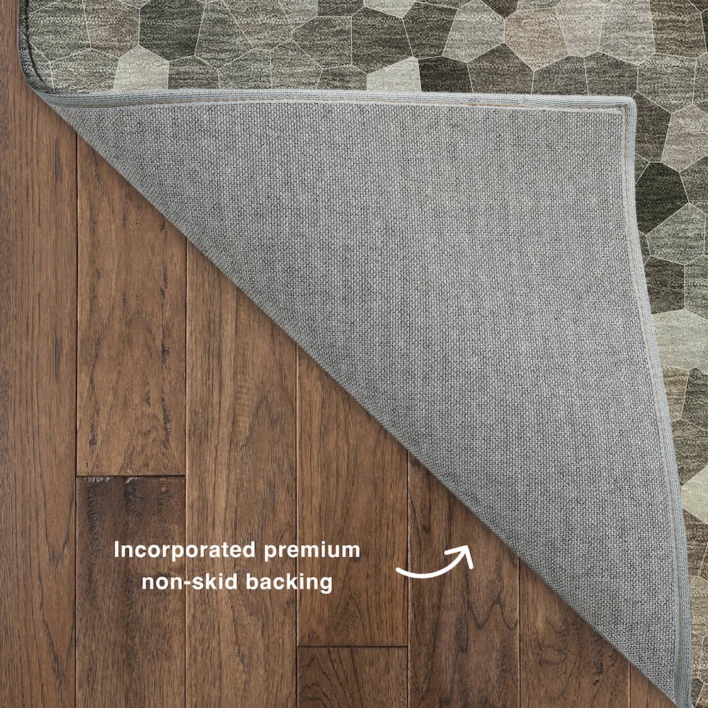 Luxury Washable Indoor/Outdoor Kaleidoscope KL1 Gray 3' x 5' Rug. Picture 4