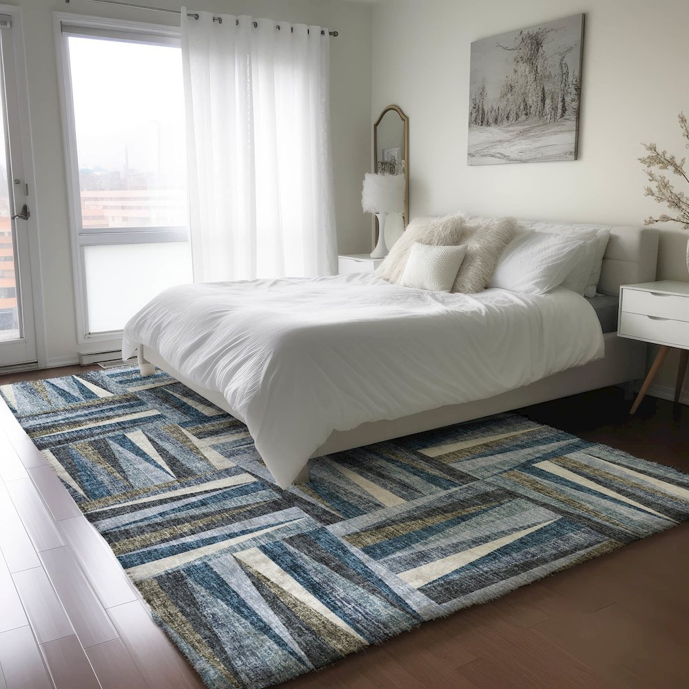 Luxury Washable Lorenzo Denim 8' x 10' Rug. Picture 5