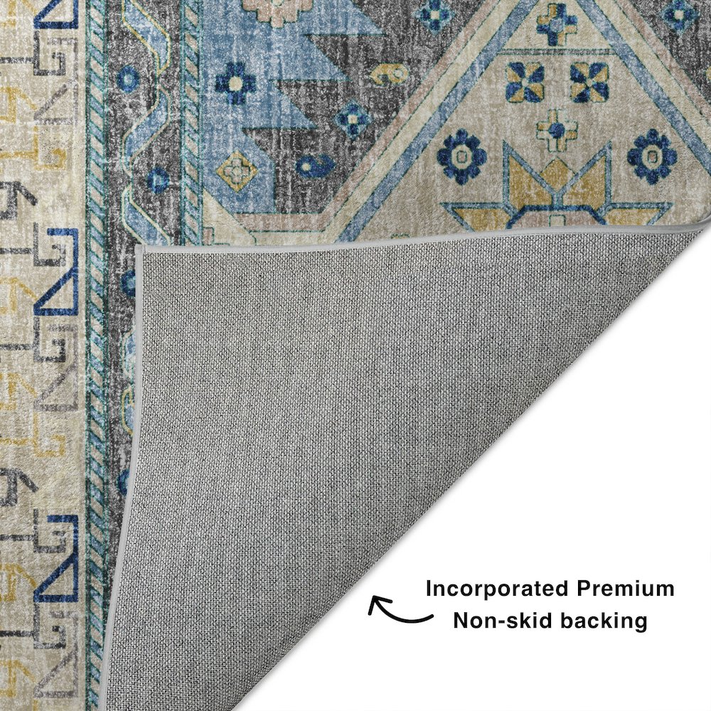 Luxury Washable Lorenzo Navy 3' x 5' Rug. Picture 4